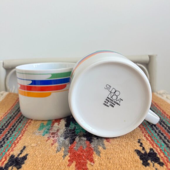 Set of 2 Vintage Studio Nova Hi-Fi 1986 Rainbow Porcelain Coffee Cups - Picture 3 of 3